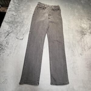 Levis Wedgie Straight Jeans Womens 25 Gray High Rise Straight Leg Stretch Denim